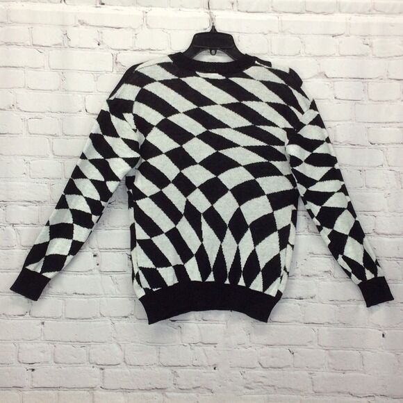 Disney Mickey Mouse Graphic Sweater Women's Size XS Black/White Check Pullover - Picture 7 of 10